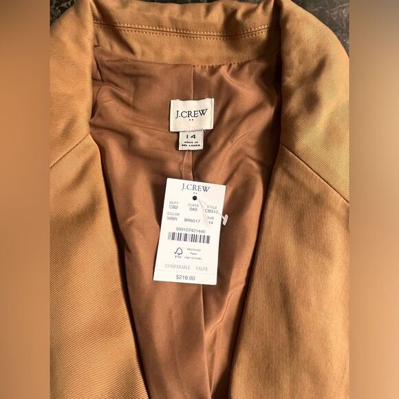 J Crew Women's Drapey Twill‎ Double Breasted Brown Blazer Brown Size 18 - Picture 4 of 6